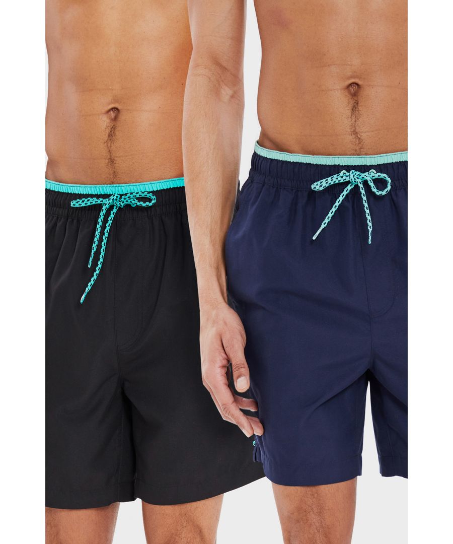 Threadbare Mens 'Dawlish' 2 Pack Swim Shorts - Black - Size Small