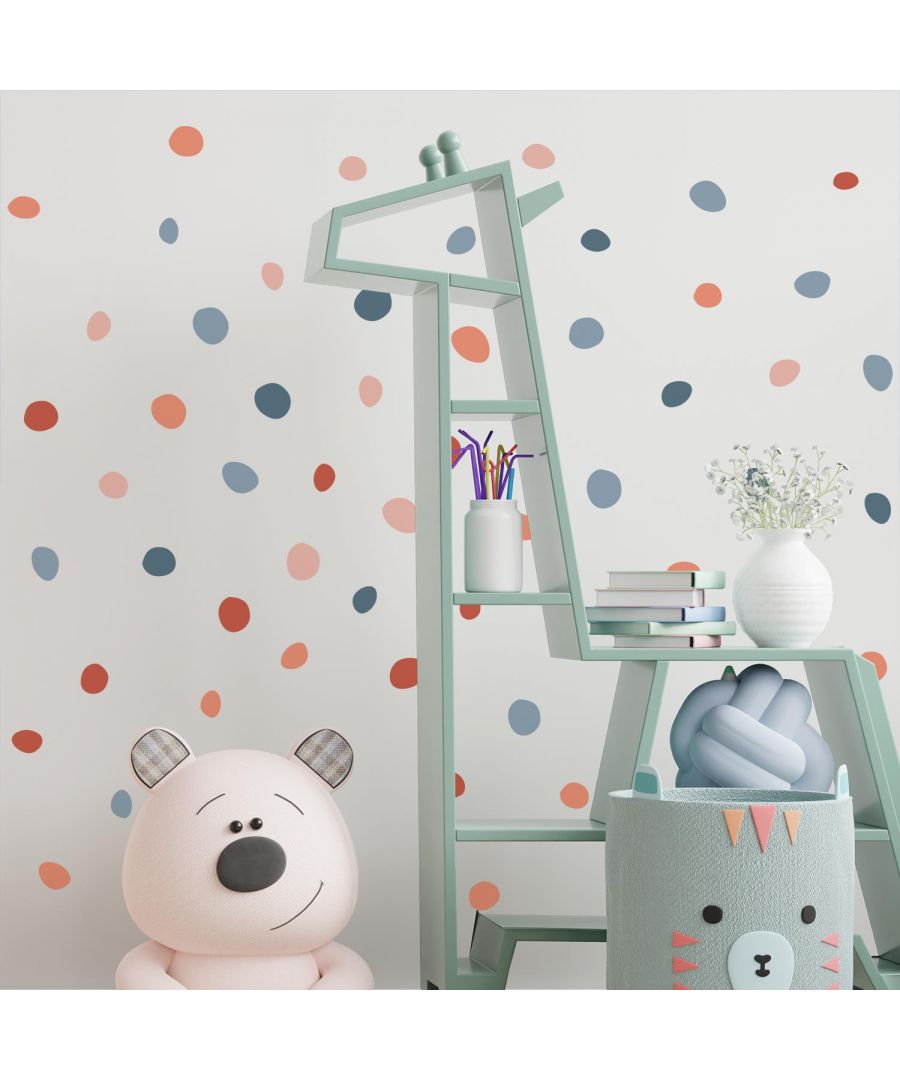 Image for Dalmatian Polka Dots Natural Blue & Pink, wall decal kids room 134 cm x 157 cm 65 pcs