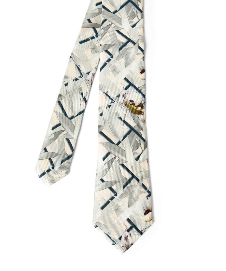 Image for Ted Baker Saddle Geo Floral Print Tie, White