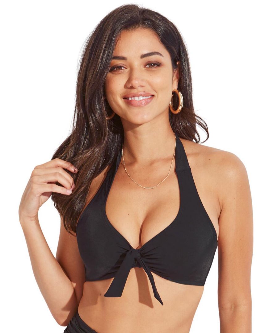 Pour Moi Womens Madrid Halter Bikini Top - Black Polyamide - Size 32D