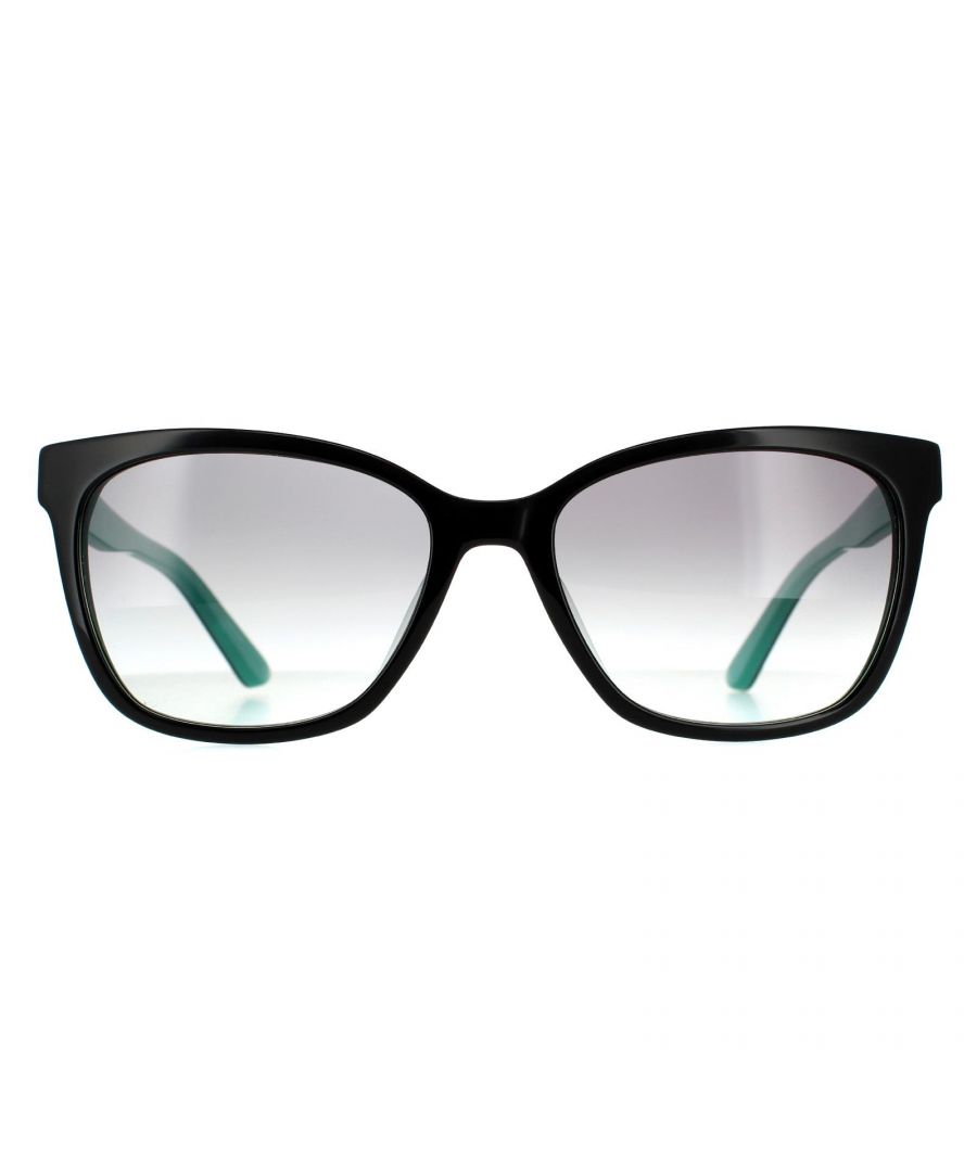 Calvin Klein Rectangle Womens Black Teal Grey Gradient Sunglasses CK19503S are a classic rectangle style crafted from lightweight acetate. The Calvin Klein logo features on the slender temples for brand authenticity.