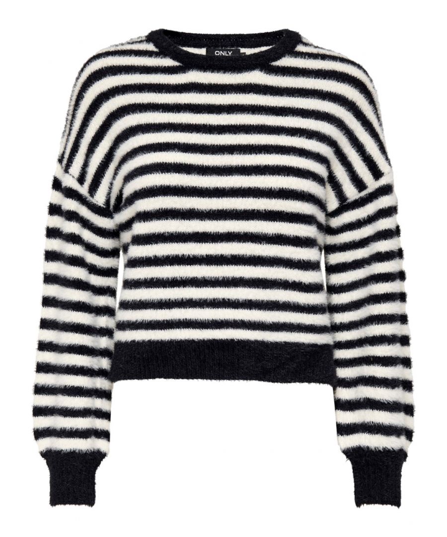 only womens knitwear in black & white stripe nylon - size large
