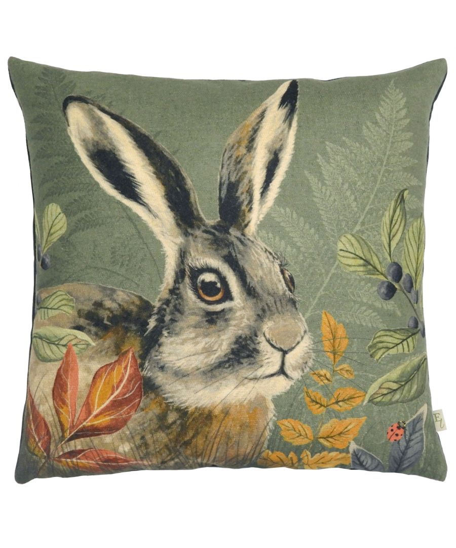 Evans Lichfield Forest Hare Feather Filled Cushion - Grey - One Size