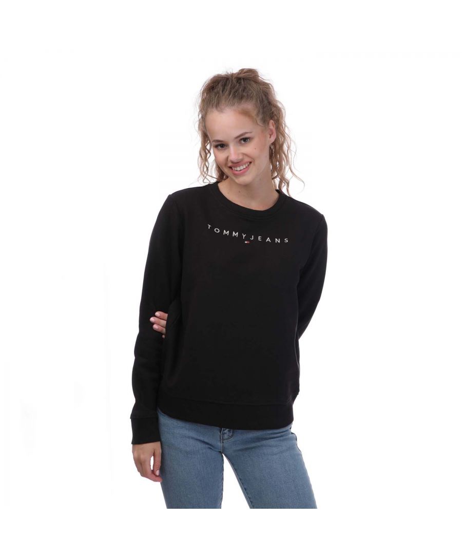 Tommy Hilfiger Womenss Linear Sweatshirt in Black Cotton - Size X-Large