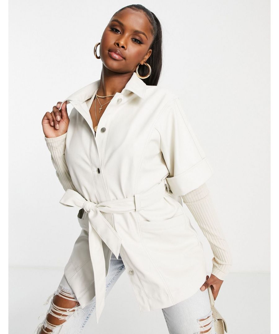 Shirt by Topshop Next stop: checkout Spread collar Button placket Short sleeves Tie waist Side pockets Regular fit Sold by Asos