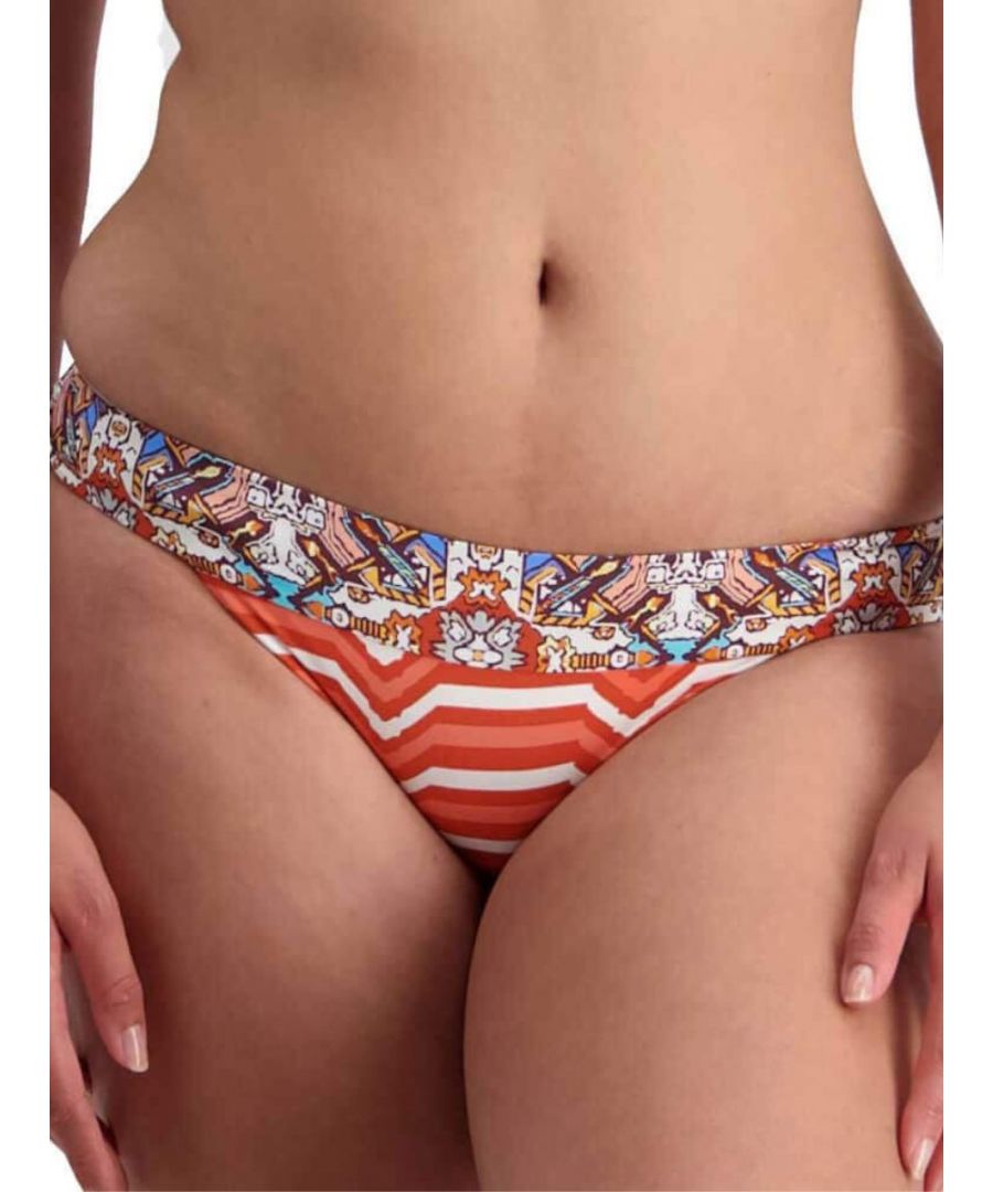 Moontide Womens Contours Wide Banded Bikini Briefs - Orange Polyamide - Size X-Small