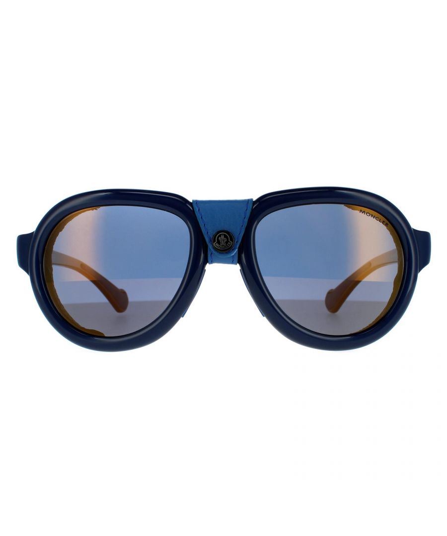 Image for Moncler Oval Men's Blue Grey Polarized Sunglasses