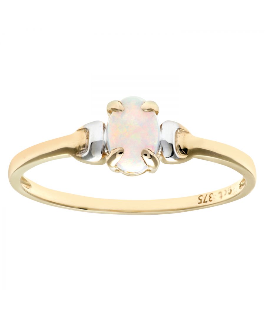 Image for 9ct Yellow and White Gold Ladies Opal Birth Stone Ring