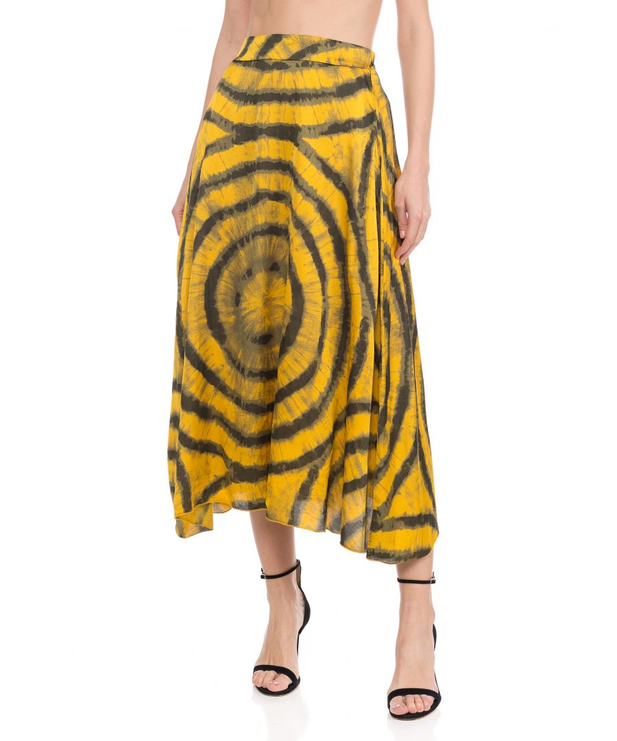 Printed maxi skirt with elastic waist and pockets