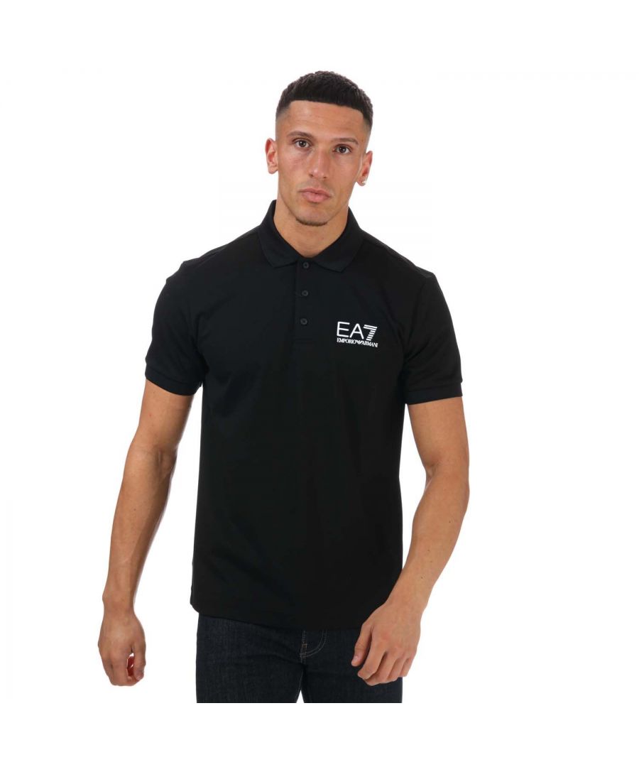 EA7 Mens Emporio Armani Core ID Polo Shirt in Black Viscose - Size Large