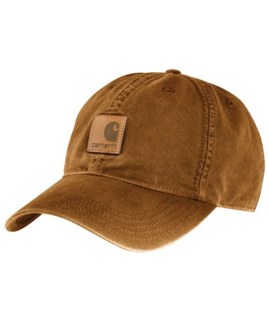 Light structured medium profile cap with pre-curved visor. Adjustable fit with hook-and-loop back closure. Carhartt leatherette label sewn on front. Carhartt logo embroidered on back. 100% cotton duck - Cool max sweatband wicks away moisture for comfort. *Sizing Note* Carhartt are more generously sized, you may need to consider dropping down a size from your traditional workwear clothing.