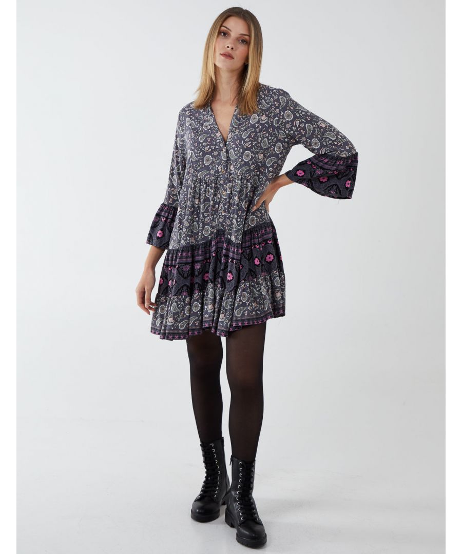 Image for DAISIE - Paisley HiLow Hem Smock Tunic