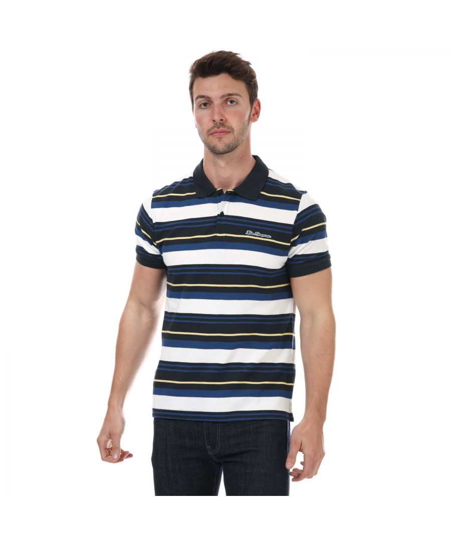 Image for Men's Ben Sherman Block Stripe Polo Shirt in Midnight