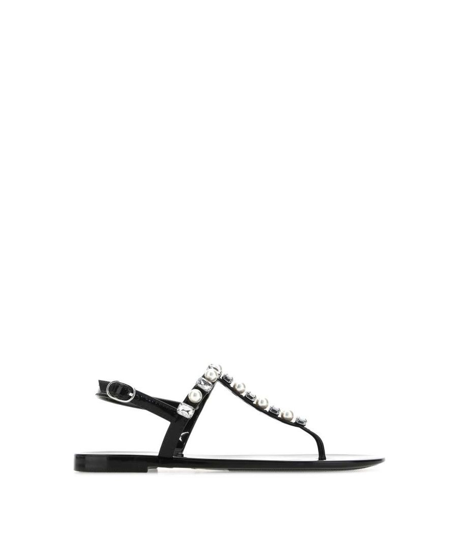 Black rubber Goldie Crystal Jelly thong sandals