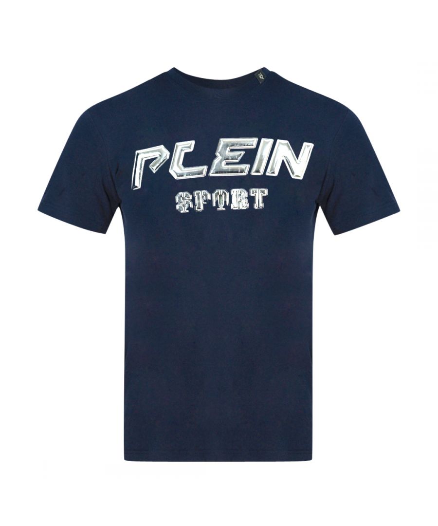 Philipp Plein Sport Black 3D Logo Navy Blue T-Shirt. Philipp Plein Sport Navy Blue Tee. Stretch Fit 95% Cotton, 5% Elastane. Made In Italy. Plein Branded Logo. Style Code: TIPS109IT 85