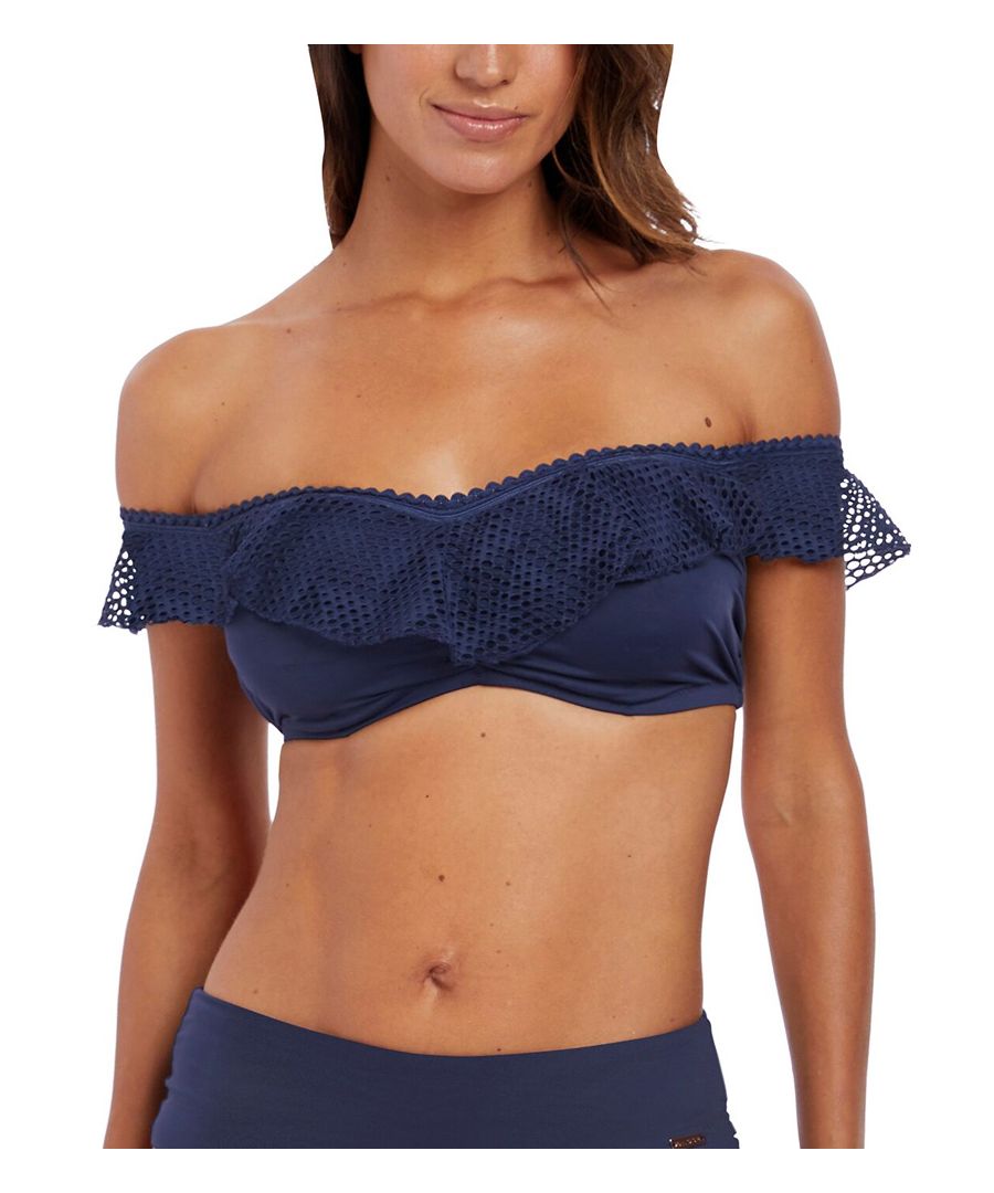 Fantasie Womens Marseille Bardot Bikini Top - Blue Polyamide - Size 36FF