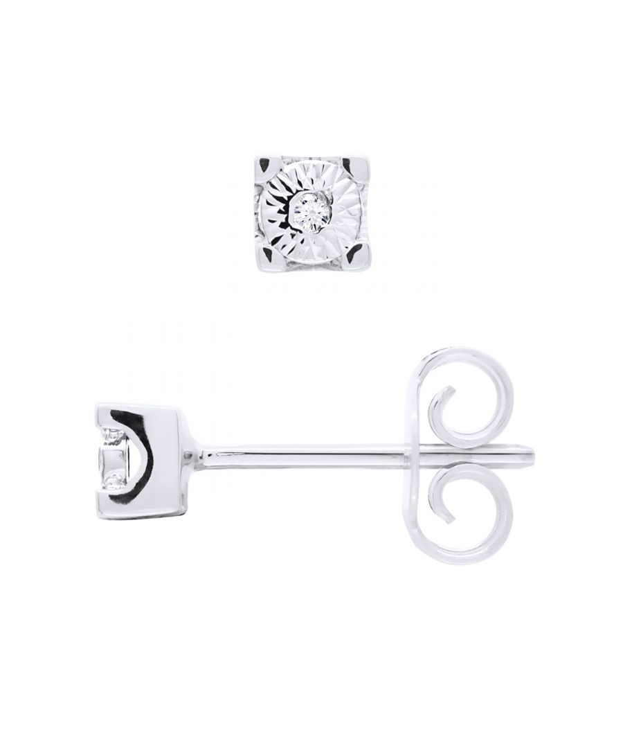 Earrings Diamonds 0,04 Cts - 2 x 0,02 Cts - Illusion 0,40 cts -White Gold 750 (18 Carats) - set 4 claw - Push System - HSI Quality - Our jewellery is made in France and will be delivered in a gift box accompanied by a Certificate of Authenticity and International Warranty