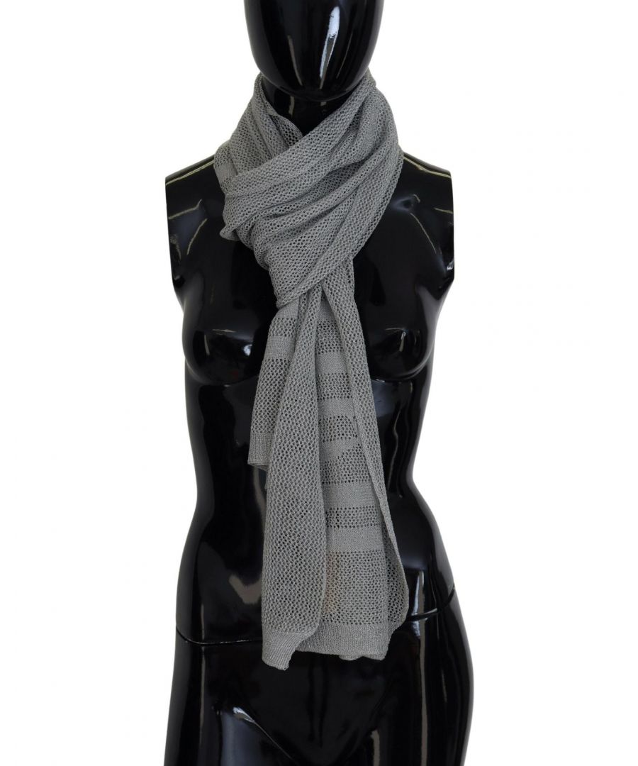 john galliano womens new authentic knitted scarf with logo details - grey - one size