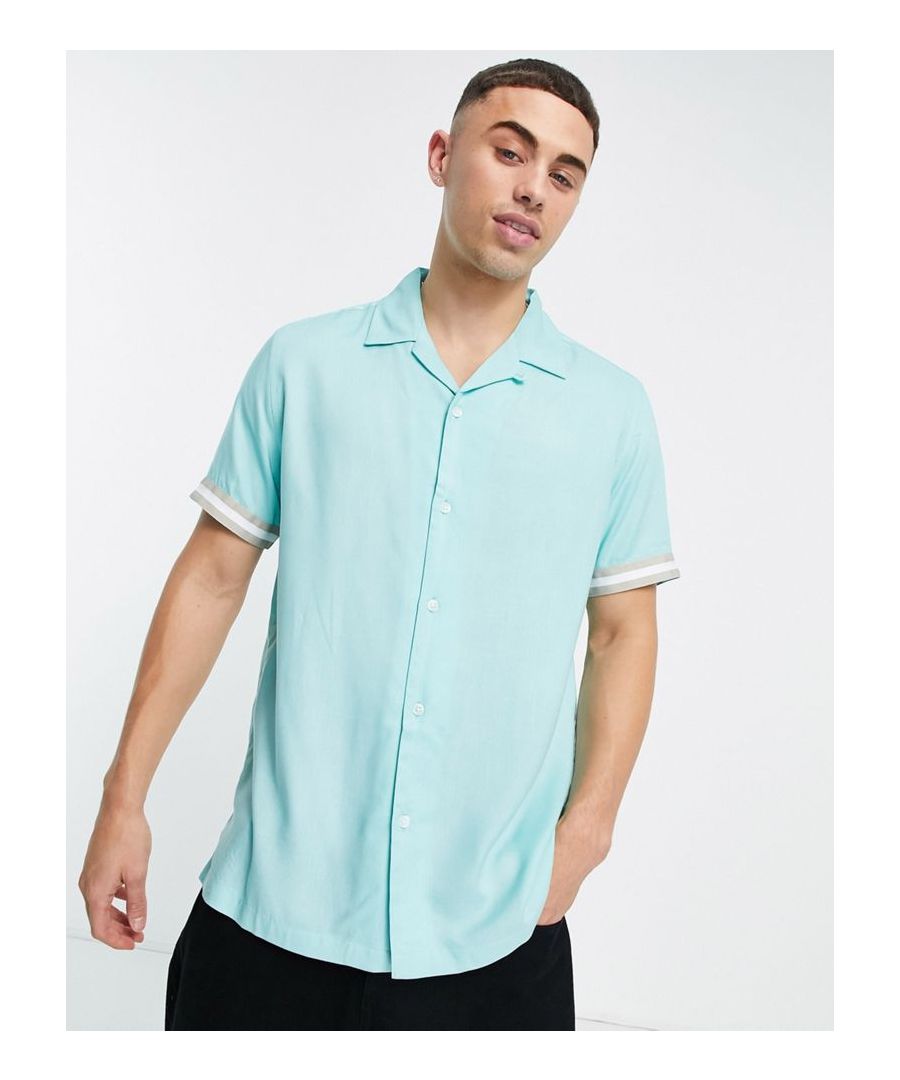 Shirt by Topman Revere collar Button placket Striped taping to cuffs Regular fit Sold by Asos