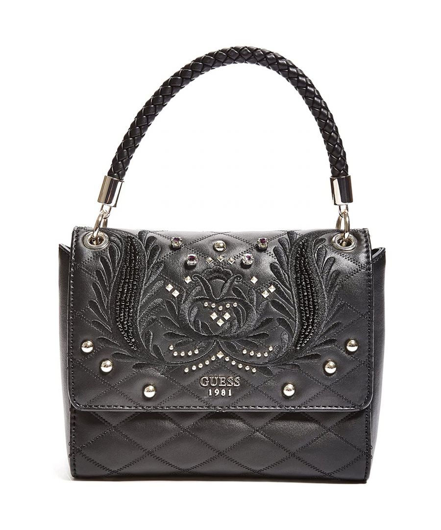 Image for Guess Women Alessia Top Handle Flap Handbag    Black