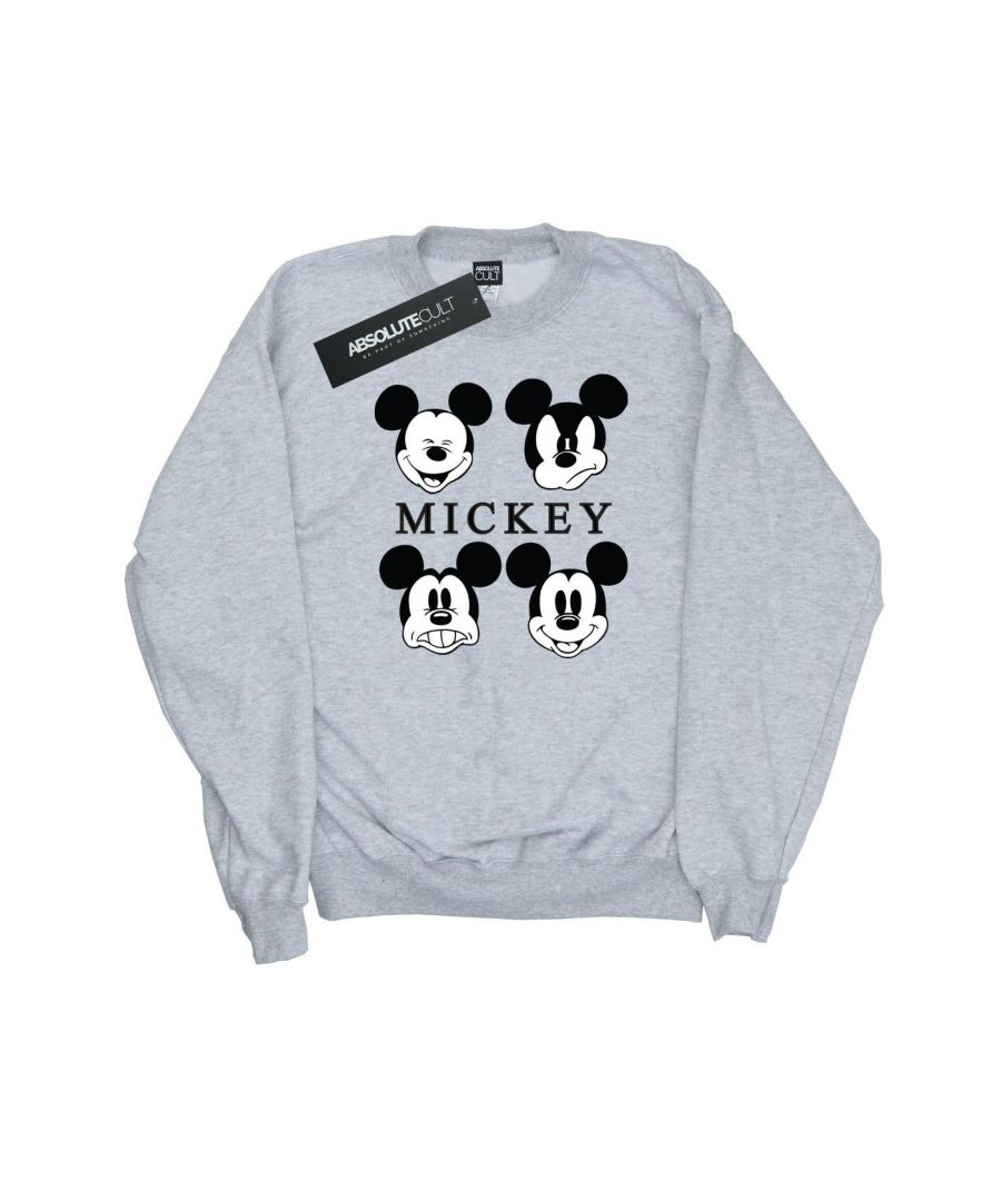 Disney Womens/Ladies Mickey Mouse Head Sweatshirt (Heather Grey) - Size 2XL