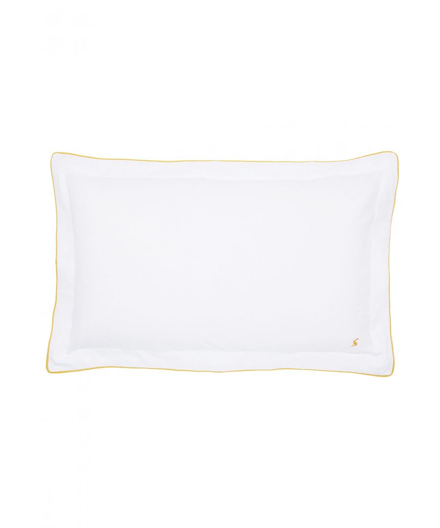 Always drift off and wake up in comfort with the Oxford pillowcase. Made to match the Good Morning Sunshine duvet cover, they're crafted from the same cotton and linen mix and finished with a sumptuous soft feel. Simple yet stylish they have 5cm Oxford edges complete with a colour pop of sunshine gold piping. BCI Cotton, Made in Pakistan.