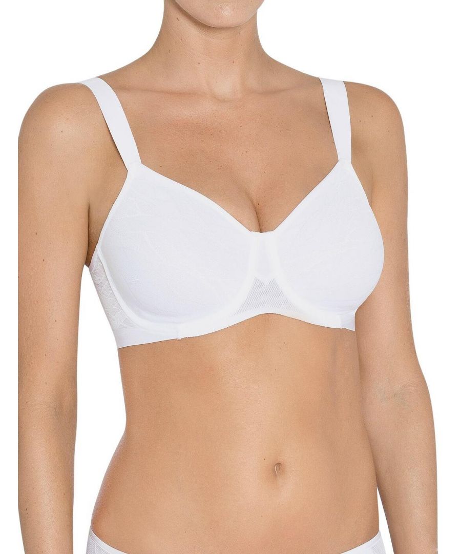 Feel confident and comfortable all day long in the new Airy Sensation minimizer bra by Triumph! Offering a comfortable and contemporary fit, this bra embraces a popular minimizer design, crafted to reduce the bust size, without compromising on style. It is non-padded for a natural look and feel, yet it is underwired to provide excellent support and uplift. Secures at the rear with hook and eye fastening - three times adjustable.\n\nSexy feminine design\nSmooth cups for additional comfort and invisibility under tight clothing\nUnderwired cups - for uplift and support\nMinimiser bra - reduces bust appearance by one size to help clothes fit better\nSecures at the rear with hook and eye fastening - three times adjustable!\nComfortable and contemporary fit - perfect for everyday wear!\nComposition: 77% Polyamide, 23% Elastane\nListed in UK sizes!
