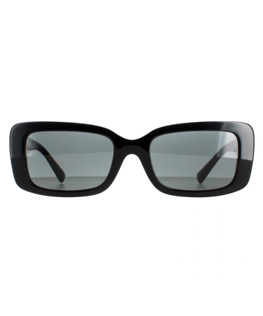 Valentino Rectangle Womens Black Smoke VA4108 Sunglasses VA4108 are a sleek rectangle style crafted from lightweight acetate. The Valentino emblem features on the chunky temples for brand recognition.