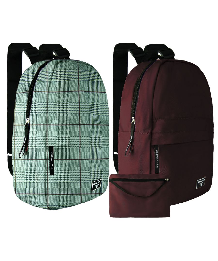 kendall + kylie unisex 2-pack washable grey/burgundy backpack - multicolour - one size