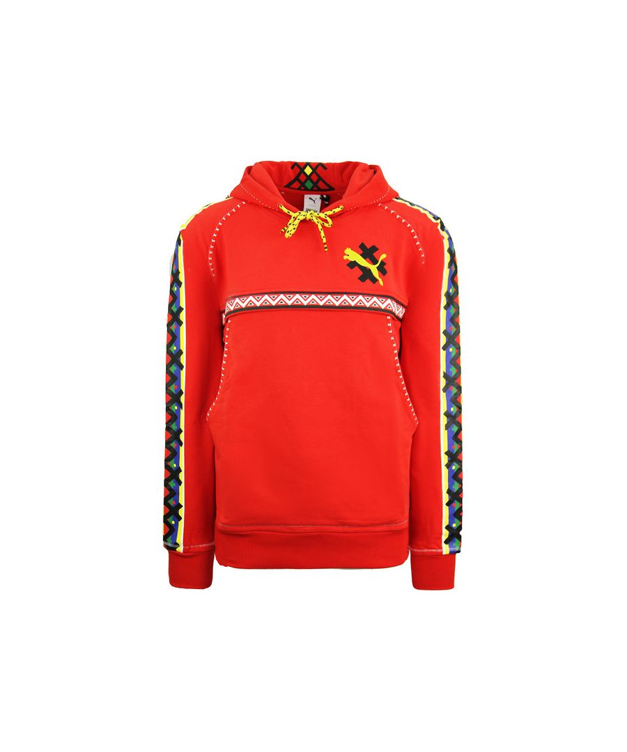Puma x Jahnkoy Hoodie Red Mens Logo Printed Jumper Sweatshirt 596680 47