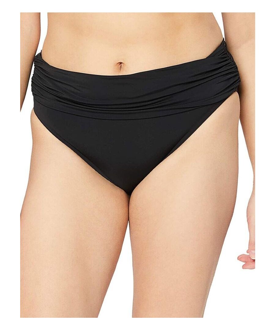 Calvin Klein Womens KW0KW00626 Foldover Bikini Brief - Black Nylon - Size 10 UK