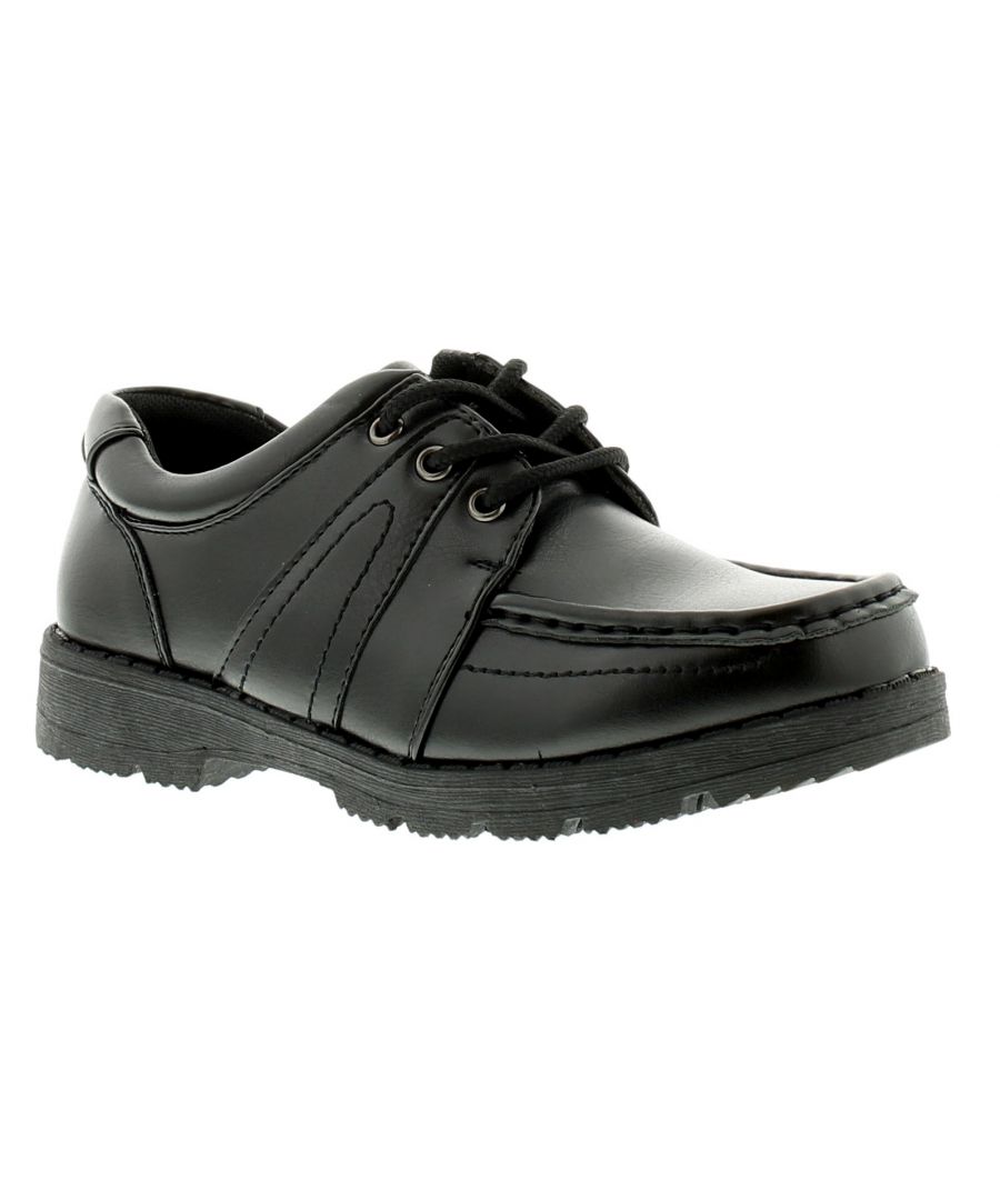 Image for New Older Boys/Childrens Black Lace Ups Synthetic Leather School Shoes