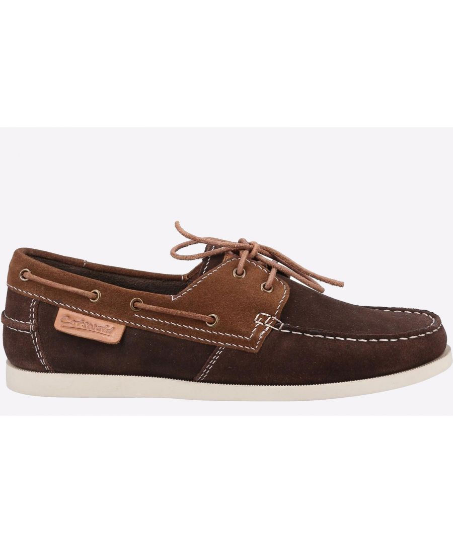 Mens summer boat shoe from Cotswold, Mitchledean is crafted with soft suede uppers, 2 eyelet lacing system for secure fit and memory foam footbed for added comfort.\n- Soft suede uppers- 2 eyelet lacing system- Memory foam footbed