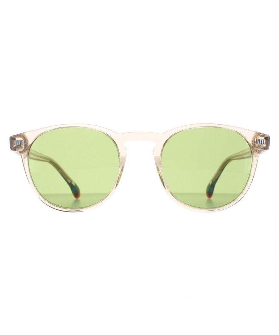 Paul Smith Round Unisex Crystal Tobacco Green PSSN039 Darwin  Sunglasses are a cool retro roun style with classic keyhole brisge shape and mimimal brand logos