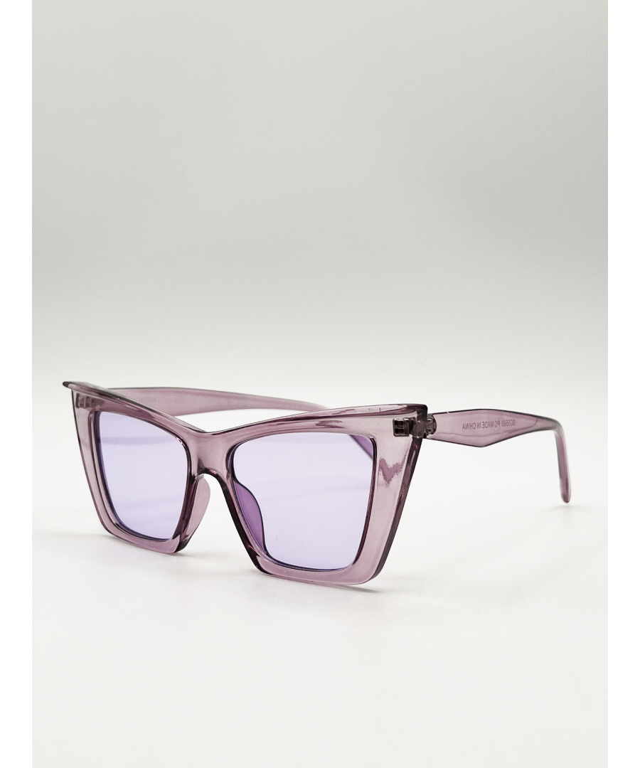 Svnx Purple Oversized Angular Cateye Sunglasses In - Image 2