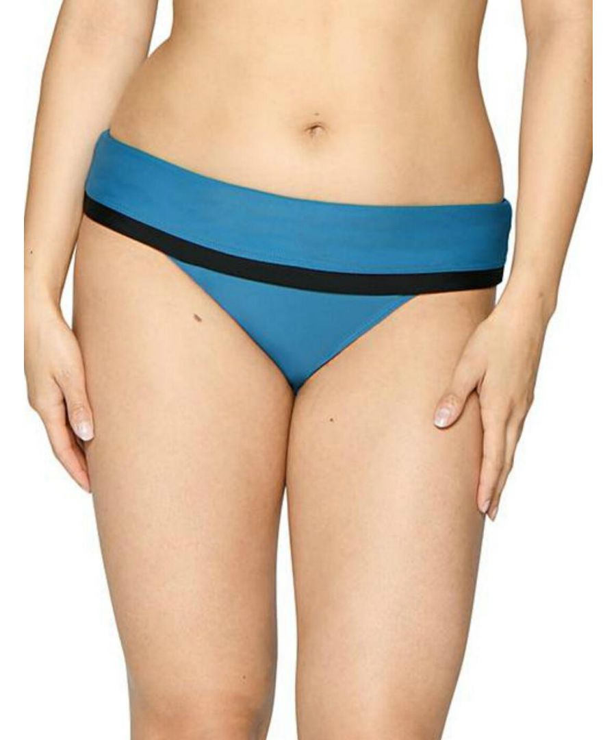 Curvy Kate Womens Rock The Pool Foldover Bikini Brief - Blue - Size Large