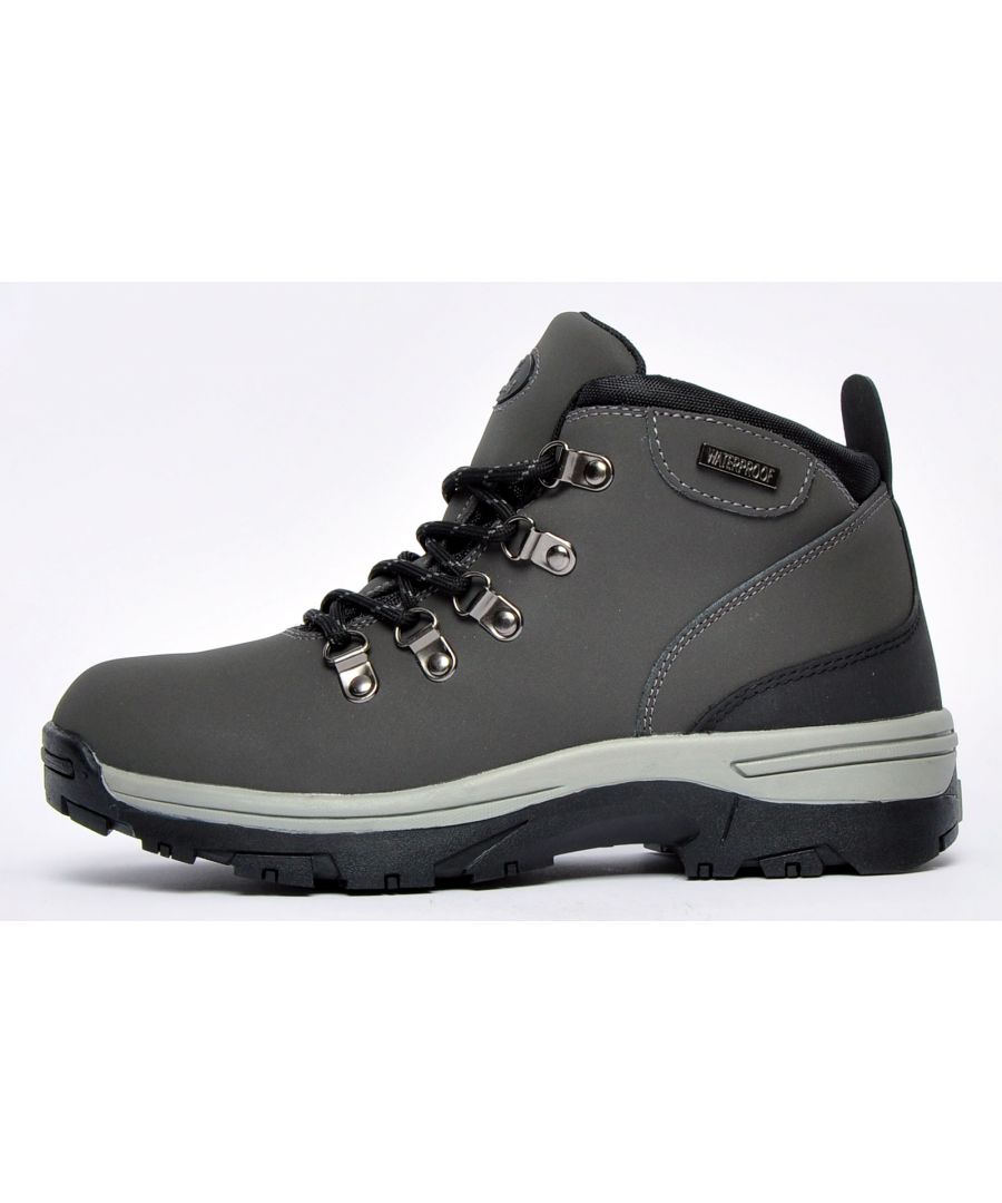 These Wyre Valley Brooke womens boots feature a premium design to offer a high-quality supportive walking boot at a fantastic price. \n Featuring a premium leather and textile mix upper with a WATERPROOF membrane lining, combined with a durable rugged rubber outsole with a raised grip tread, providing exceptional amounts of traction and grip on a multitude of surfaces and all delivered with a full length COMFORT FOAM insole to deliver fatigue free wear to your feet. The padded tongue is in the form of a bellows design which is attached to the sides of the upper to make the boots as watertight as possible and give extra protection from any loose debris.\n - Leather/textile upper\n - WATERPROOF membrane\n - D-ring hiker lace fastening \n - COMFORT FOAM memory insole\n - Padded tongue and heel collar\n - Durable rugged rubber outsole\n - Bellows tongue delivers extra protective wear\n - Wyre Valley branding
