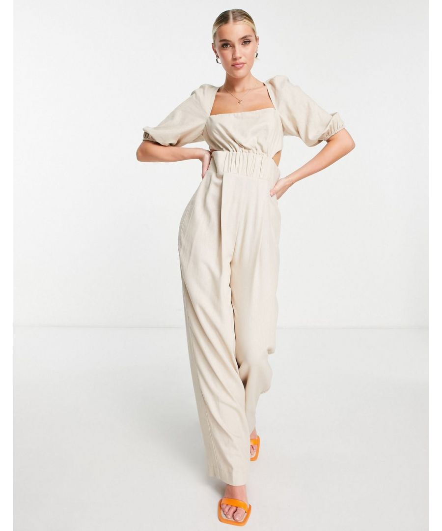Jumpsuit by ASOS DESIGN Next stop: checkout Square neck Cut-out panels Tie and zip fastening Wide leg Regular fit Sold by Asos