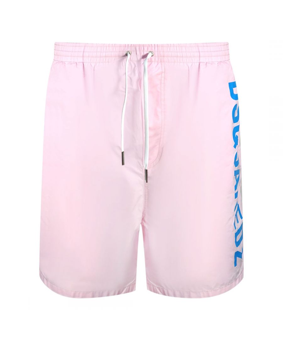 Dsquared2 Mens Large Logo Pink Swim Shorts - Size Medium