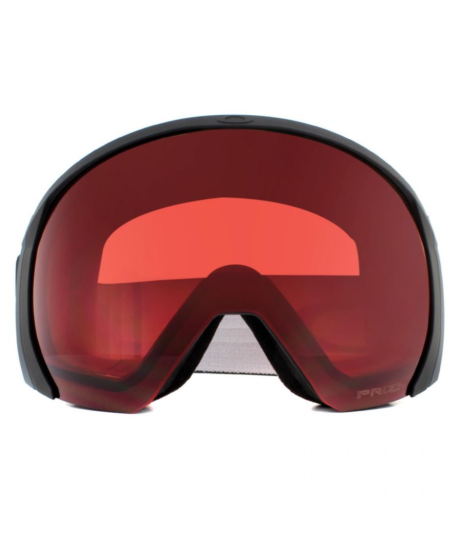 Oakley Ski Goggles Flight Path XL OO7110-04 Matte Black Prizm Snow Rose sit at the top of the snow goggles range, a premium design that is used by many of the worldâ€™s top athletes. This XL model delivers an enormous field of view, the frames architecture means any angle is optimised and delivers an unprecedented and unobstructed line of vision. Lens construction features Ridgelock, simple and quick lens changing technology that ensures a full, impenetrable seal that prevents even the harshest conditions from entering the goggle. Triple layered foam prevents fogging and the goggle fits most helmets perfectly.