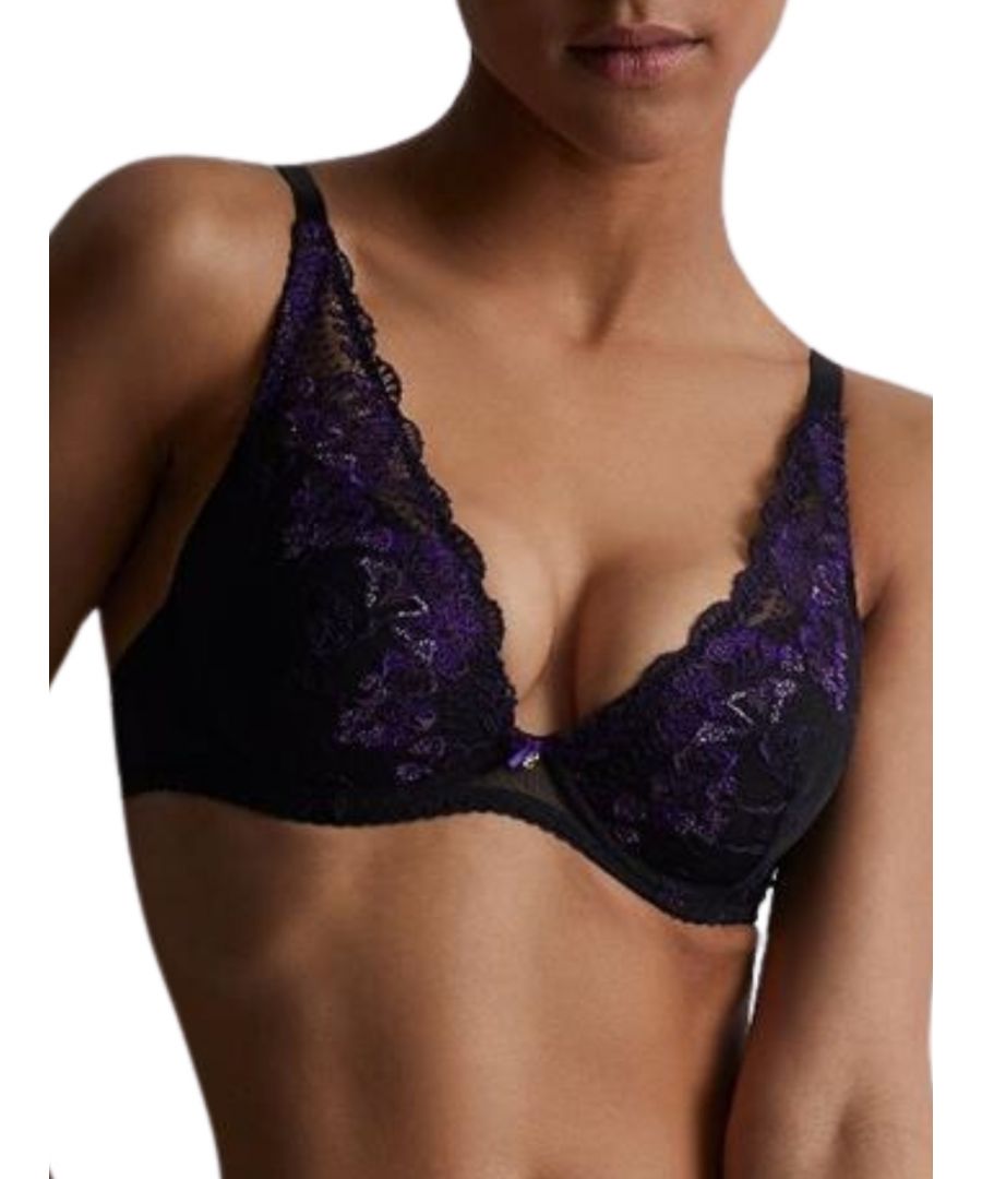Aubade Womens A Fleur De Toi High Apex Plunge Bra – Purple Polyamide – Size 32E