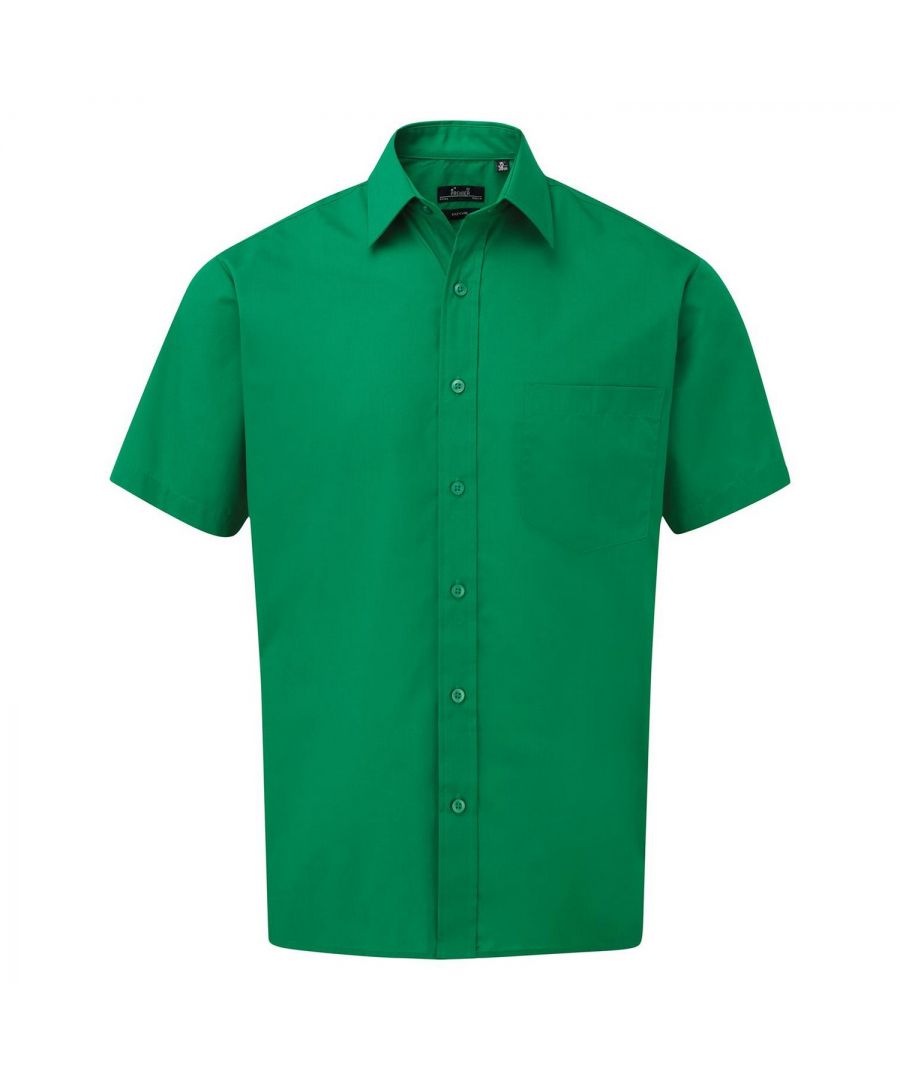 Premier Mens Short Sleeve Poplin Shirt (Emerald) - Size 14.5 inch - Secret Sales