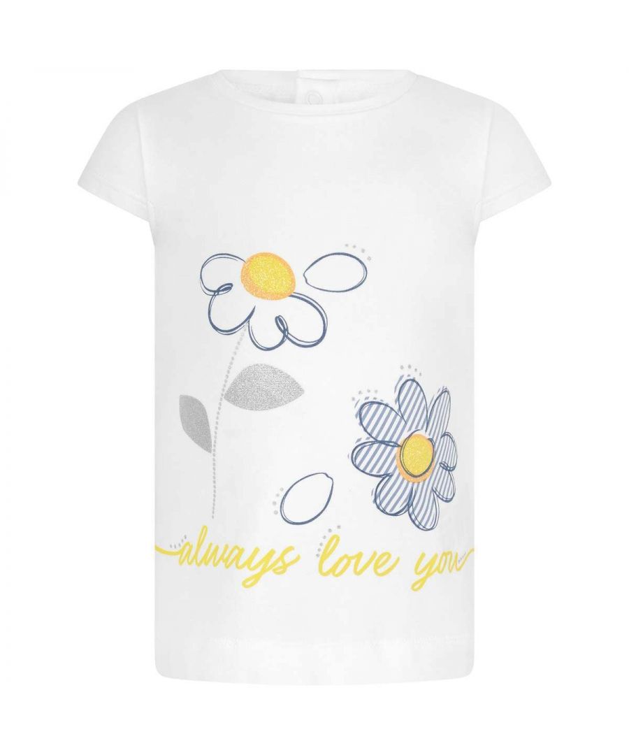Mayoral Baby Girls White Cotton Daisy T-Shirt - Size 2Y