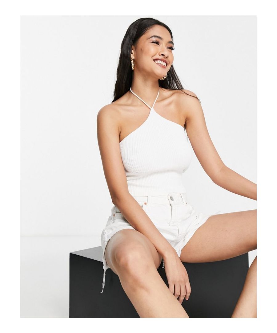 Top by Topshop The scroll is over Halter neck Open back Cropped length Slim fit  Sold By: Asos