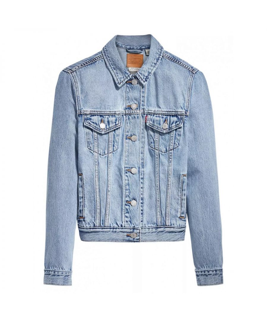 Denim jacket, 2 pockets, 2 breast pockets, buttons, faded effect, logo Cotton