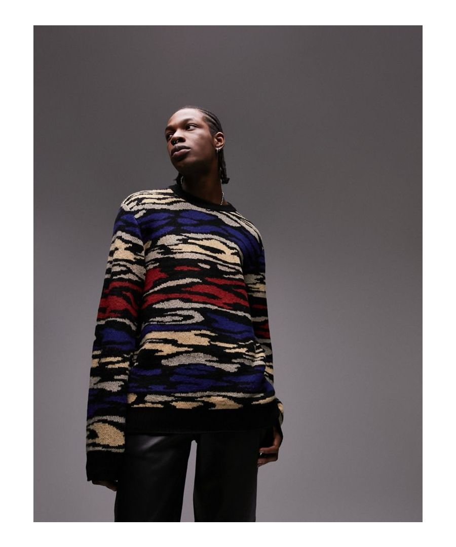 Jumpers & Cardigans by Topman Welcome to the next phase of Topman Abstract print Crew neck Oversized fit Sold by Asos