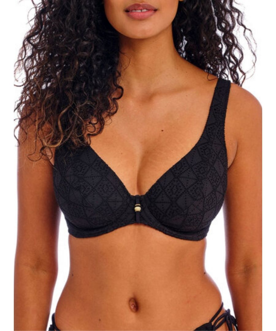 Freya Womens Nomad Nights High Apex Bikini Top - Black Polyamide - Size 32J