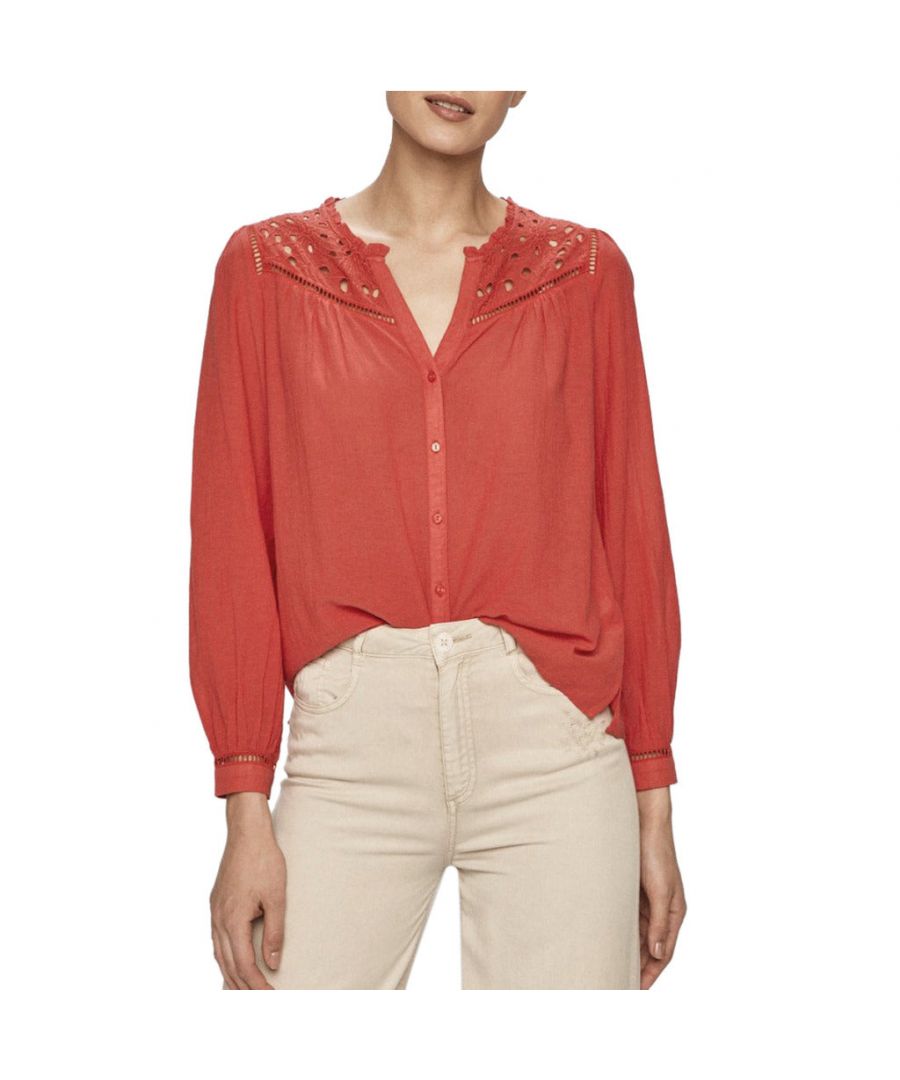 pepe jeans womens carina shirt red 351569 cotton - size small