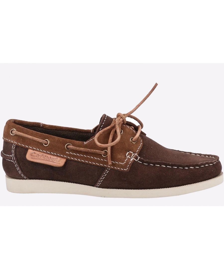 A traditional boat shoe with classic suede leather and comfort-fit two lacing system. Memory foam footbed\n- Comfortably soft suede leather upper\n- Memory foam footbed\n- Two lacing system