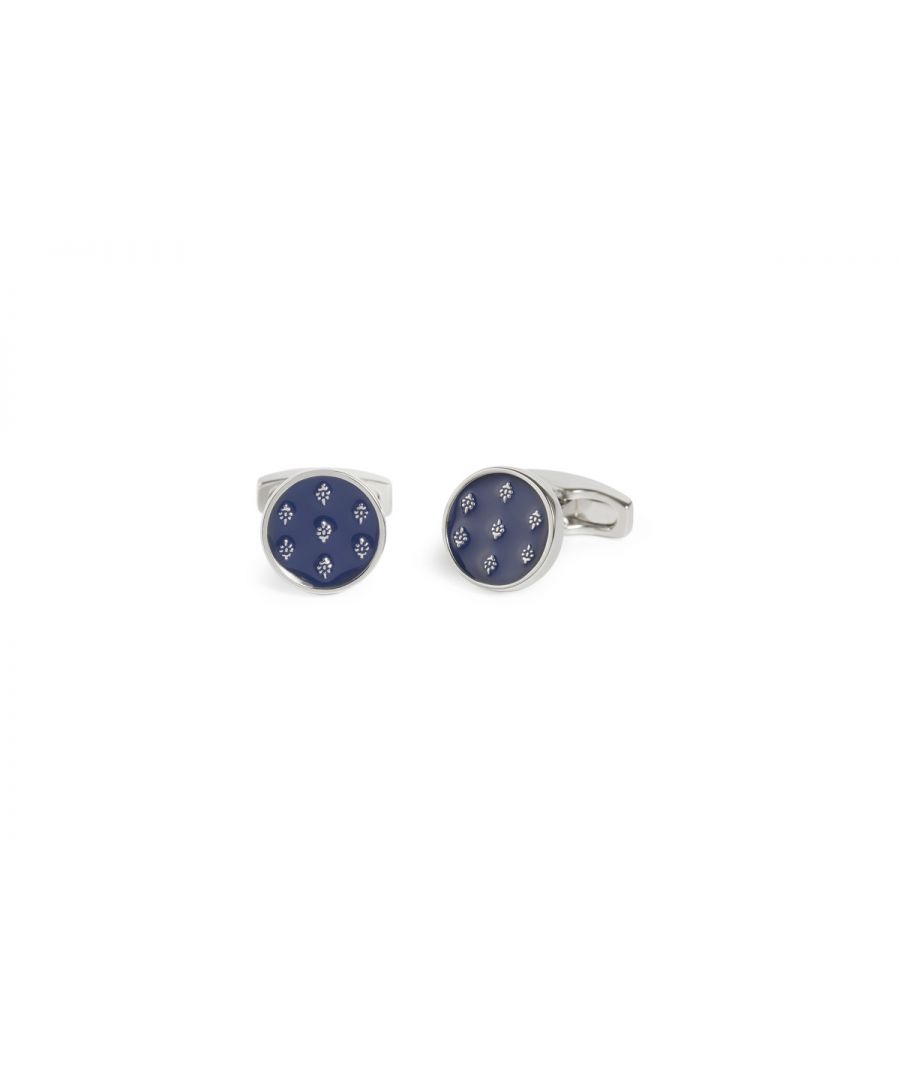 7 floral buds sit within a navy enamelled base. Another good smart cufflink.